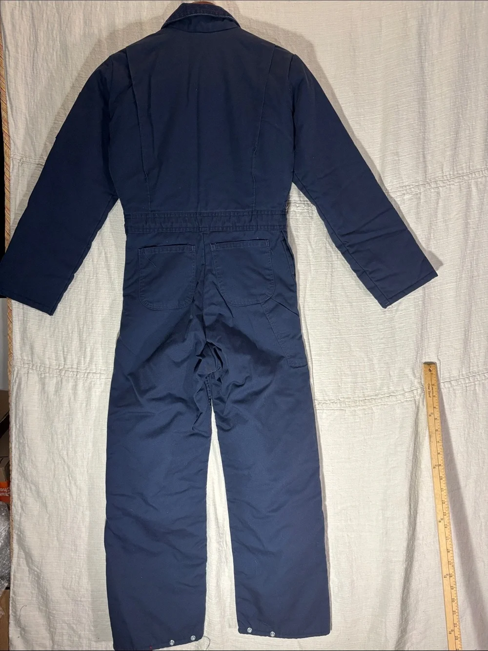 VTG 80s OshKosh B'gosh Youth 14/16 L Navy Blue Kids Coverall Quiltlined Jumpsuit